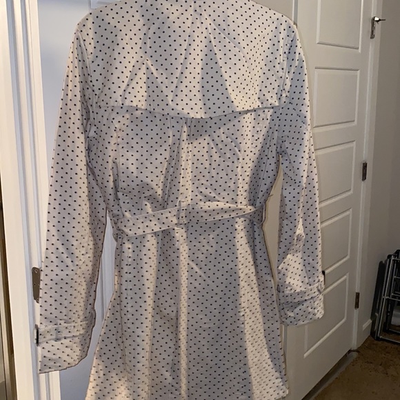 Ann Taylor Loft Cream Navy Star Cotton Trench NWT Size L - Picture 5 of 6